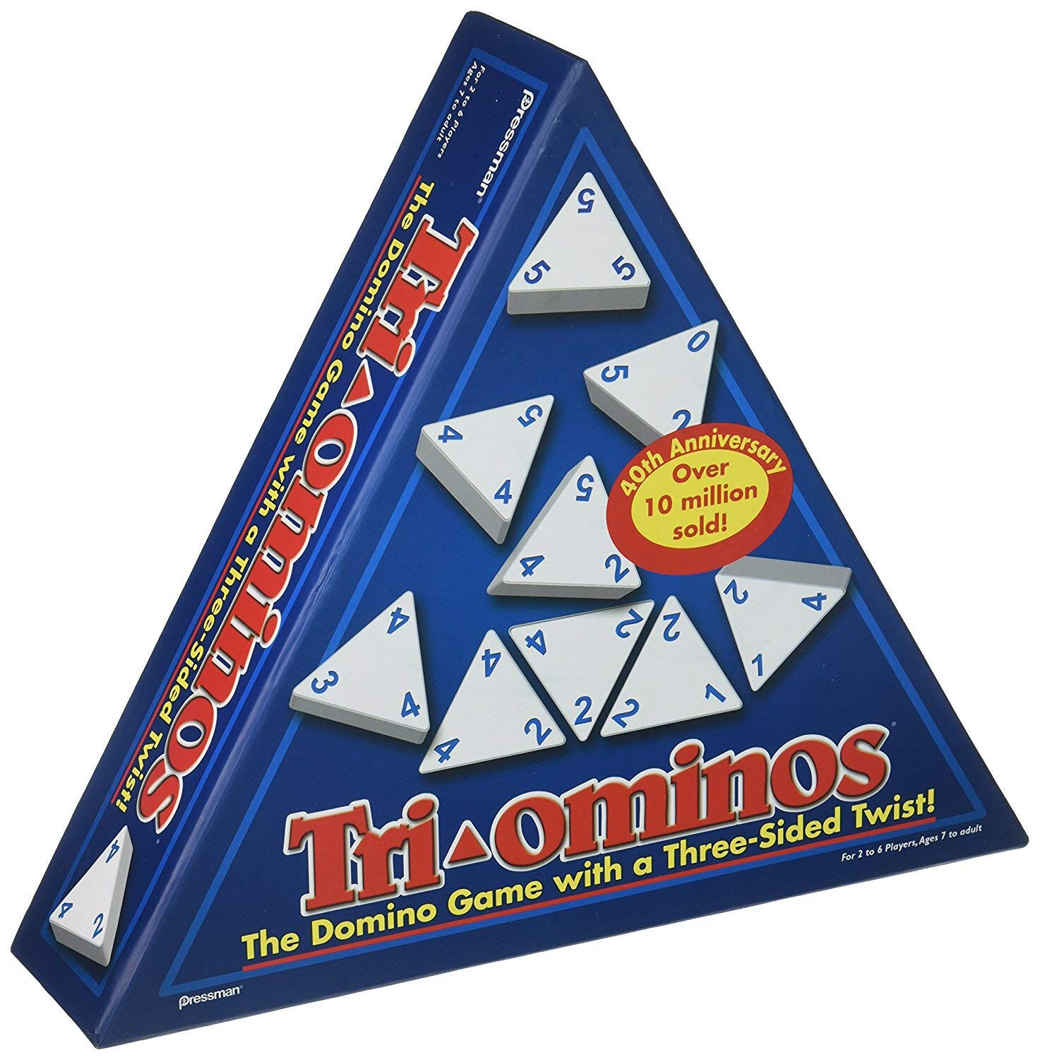 Pressman 4420 - Tri-ominos - the Domino Family Game with a 3 Sided Twist - Triominos Toy