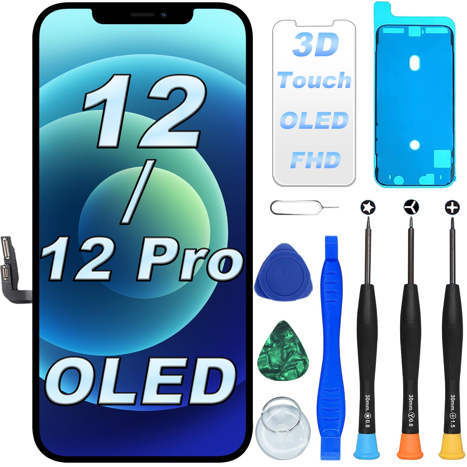 DIGI4U OLED for iPhone 12/iPhone 12 Pro Screen Replacement, 6.1'' FHD COF [𝐍𝐎𝐓 LCD] Screen for iPhone 12/iPhone 12 Pro Display Digitizer Assembly, with Repair Tool Kit for iPhone Replacement