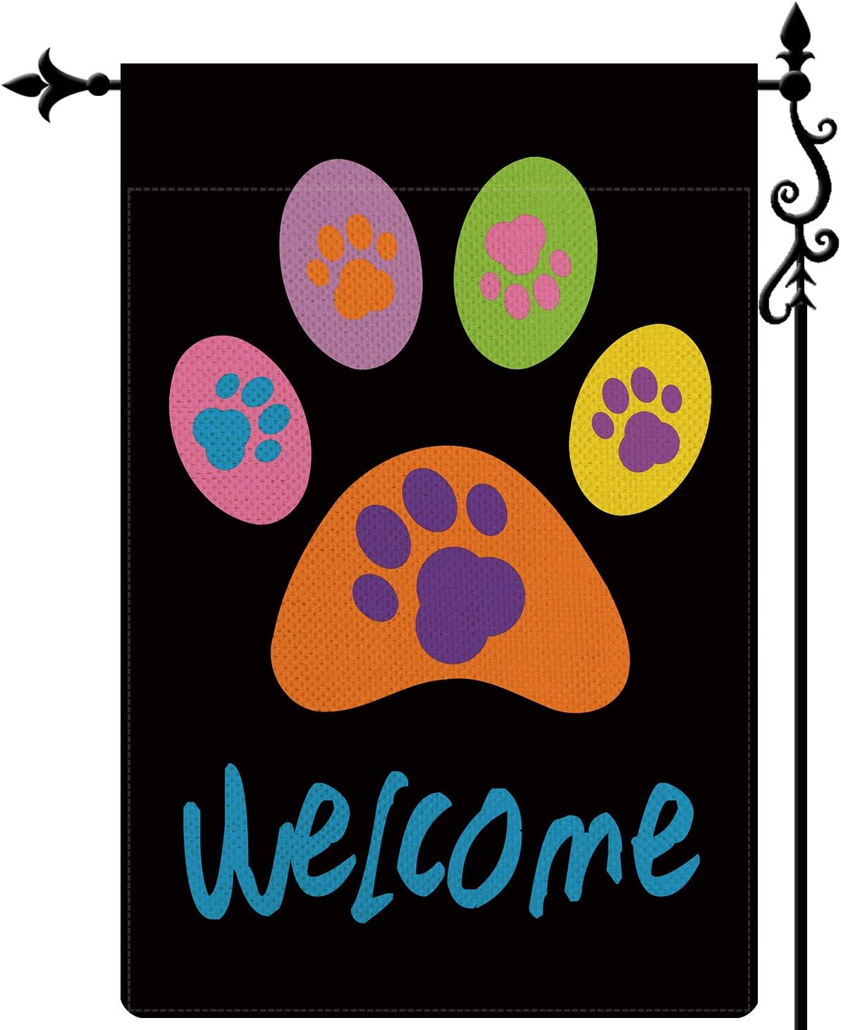 Coskaka Welcome Pet Paws Garden Flag,Puppy Dog Kitty Cat Pet Vertical Double Sided Black Rustic Farmland Burlap Yard Lawn Outdoor Decor 12.5x18 Inch