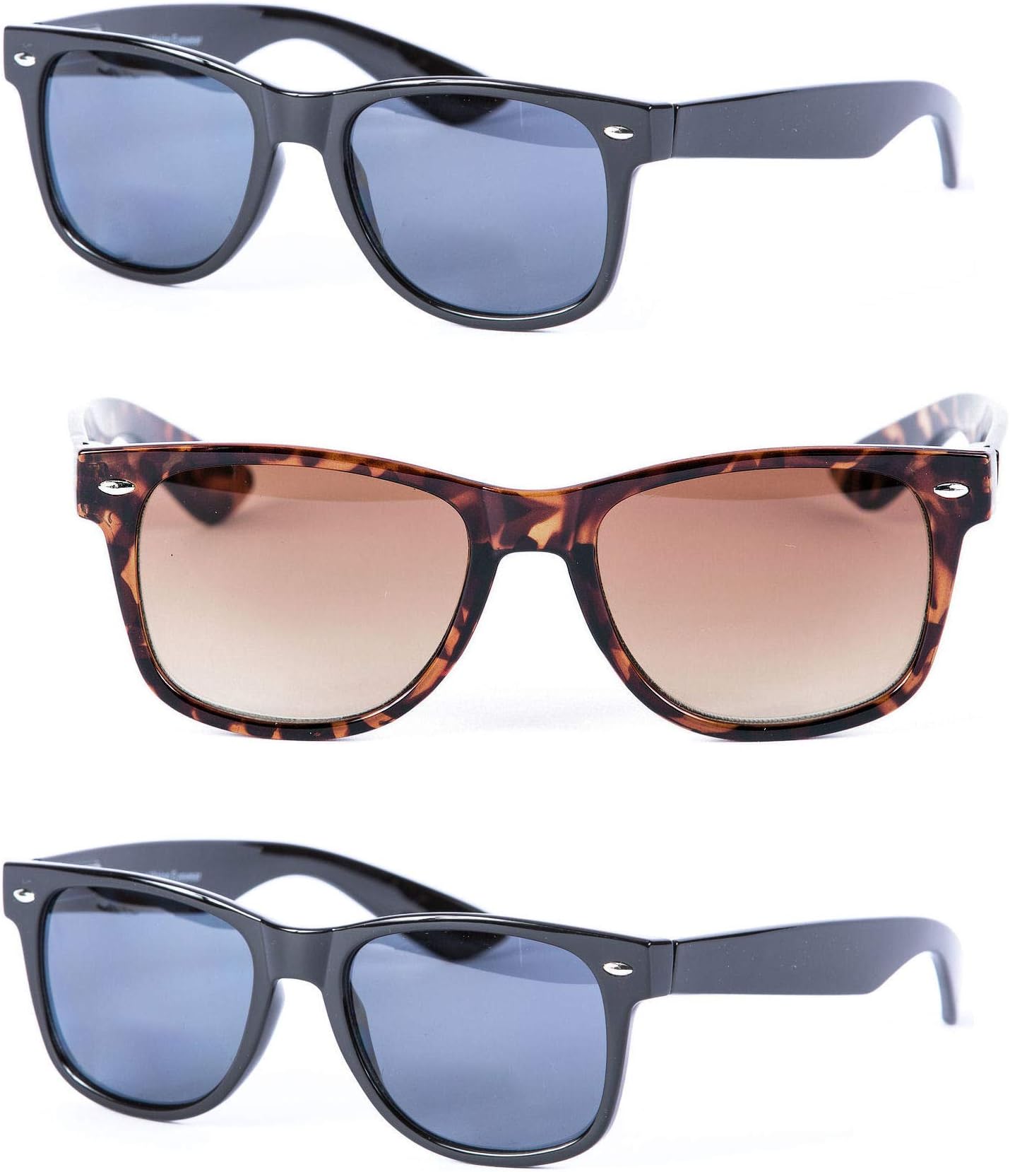 3 Pair of Unisex Reading Sunglasses - Full Frame Sun Readers (non bifocal)