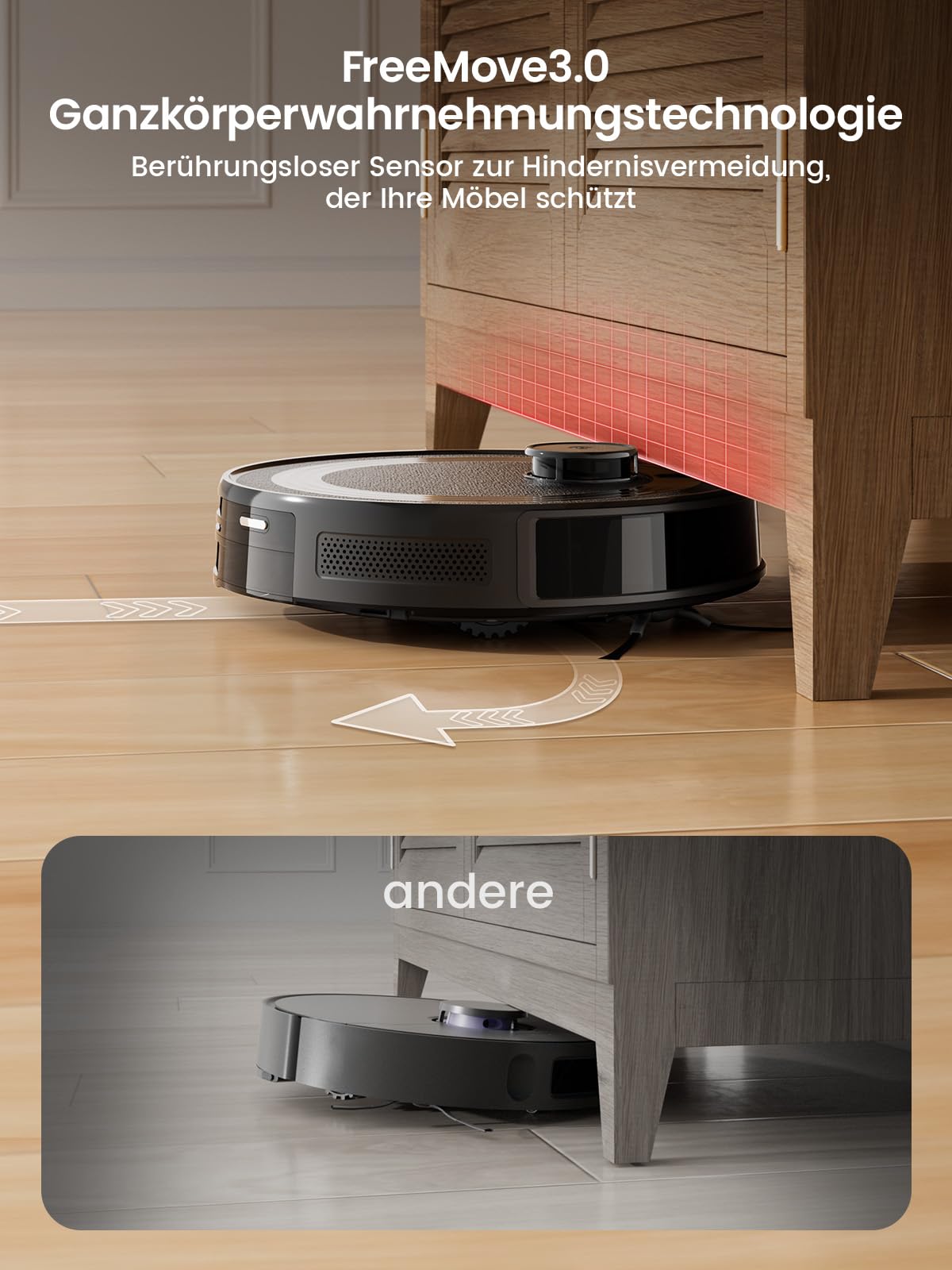 LEFANT M2S Saugroboter mit Wischfunktion, Automatische Teppicherkennung, Roboterstaubsauger mit No-Go-Zonen, 10000 Pa Starke Saugkraft für Tierhaare Teppiche, 240 Min Laufzeit, Schwarz 9