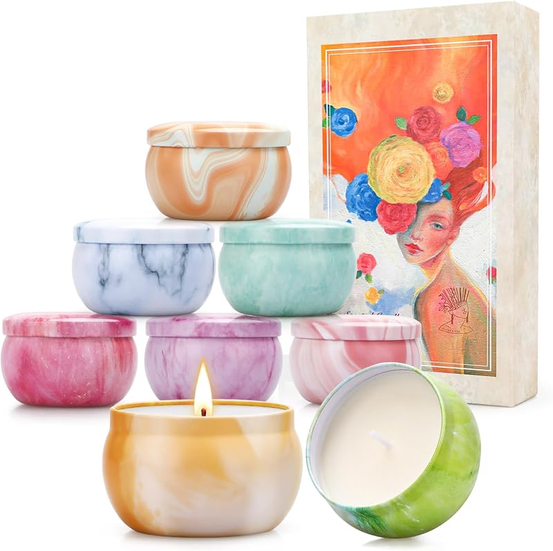 Yinuo Mirror Scented Candles Set 8 x 70 g Floral Fruity 8% Essential Oils