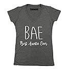 P&B Bae Best Auntie Ever Funny Women's V-Neck, XL, Heather Charcoal