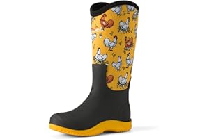 HISEA Women's Mud Rain Boots, Waterproof Tall Garden Shoes, Insulated Neoprene Rubber for Outdoor Activities: Hunting, Gardening, Farming, Muddy Yard Work, Sizes US 6-11