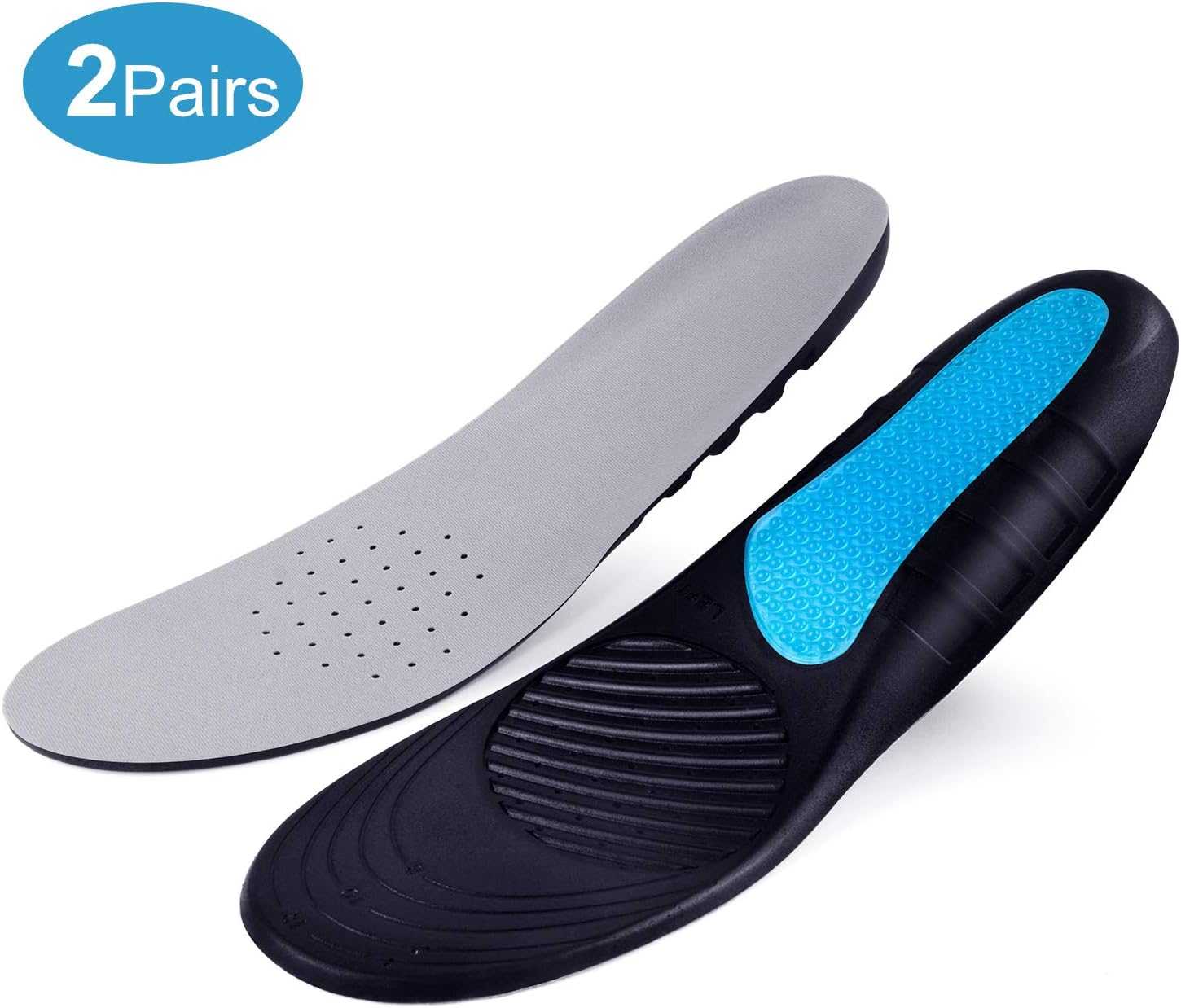 Insoles, ESEOE 2 Pairs Insoles for Men and Women with Technology to Distribute Weight and Reduce Shock, Plantar Fasciitis Insoles for Sneaker Boots Board Shoes and Casual Shoes (8-12)