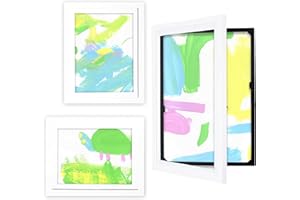 Dynamic Frames Li’l Davinci Art Cabinet, Front-Open Art Frame Set -12x18, 9x12, and 8.5x11; Stores 50 Creations; Changeable Kids Art Frames EZ-Hang Hardware Included; White