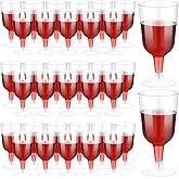 Meanplan 100 Pcs Plastic Wine Glasses with Stem 6oz Plastic Wine Cups for Parties Disposable Stackable, Wedding Picnics(Simple Style,Clear)