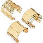 Sdfvsdg 3PCS Gold Chunky Cuff Bracelets for Women Irregular Minimalist Gold Statement Open Wide Bangle Bracelets Set Arm Cuff Upper Arm Punk Jewelry
