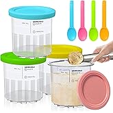 Vintrol 4 Pack Ninja Creami Deluxe Pints with 4 Spoons, 1 metal spoon & 4 Lids, 24oz Creami Pints Compatible with NC500 NC501 Series Ice Cream Makers Machine Accessories, BPA-Free And Dishwasher Safe