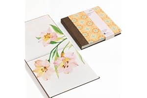 Arrtx Square Watercolor Paper Sketchbook, 7.09x7.09'', 140 LB, 300 GSM, 100% Cotton Paper, Cold Press, 24 Sheets, Hardcover W