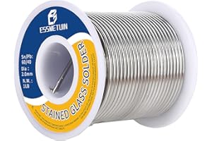 ESSMETUIN 60/40 Solder for Stained Glass, Dia 2.0MM(0.08in) No Flux Solid Tin lead Solder, 1 lb Spool