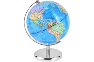 KISEER 6 Inch World Globe Rotating Earth Spinning Globe with Heavy Metal Stand for Kids Geography Classroom Education or Office Home Decorations