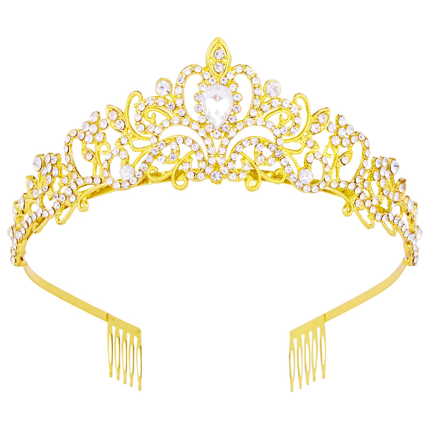 Crowns for Women, Vofler Gold Tiara Crystal for Princess Queen Ladies Little Girls Adult Bridal Bride Birthday Wedding Pageant Prom Costume Party