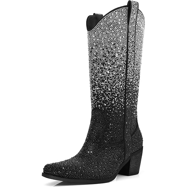 MUCCCUTE Botas De Media Pantorrilla Con Diamantes De Imitación Para