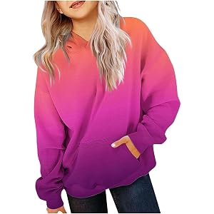 Cute Hoodies for Teen Girls Trendy Oversized Hooded Sweatshirts Tween Girl Gradient Preppy Clothes Size 2-14 Years