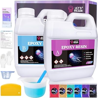 LET'S RESIN 2.4L Crystal Clear Epoxy Resin Kit with Mica Powders for Tumblers