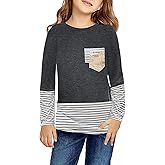 Ecokauer Girls Casual Long Sleeve Shirts Knot Front Tunic Tops Tees Blouses for Children Fashion Clothes