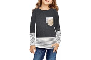 Ecokauer Girls Casual Long Sleeve Shirts Knot Front Tunic Tops Tees Blouses for Children Fashion Clothes