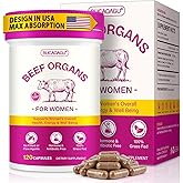 Beef Organ Supplement for Women - Grass-Fed Beef Liver, Kidney, Heart, Uterus, Ovary - Supports Female Energy & Hormone Balance - Pasture Raised in New Zealand - Iron, B12 & CoQ10 - 120 Capsules