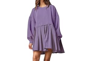Ugerlov Womens Oversized Sweatshirt Dress Long Sleeve Crewneck Pullover Tops Relaxed Fit Sweatshirts Mini Dress