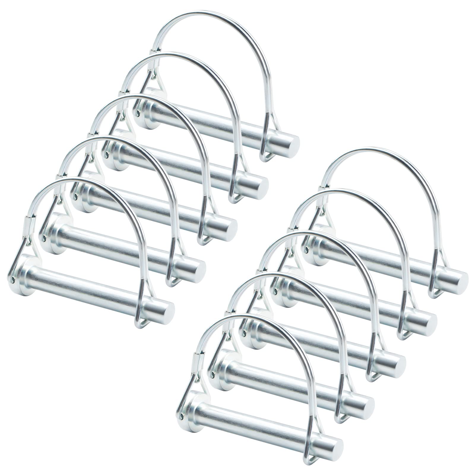 INCREWAY Wire Lock Pin, 10PCS 9.4mm×66mm Carbon Steel Shaft Locking Pin Round Loop Wire Lock Pin for Track Farm Lawn