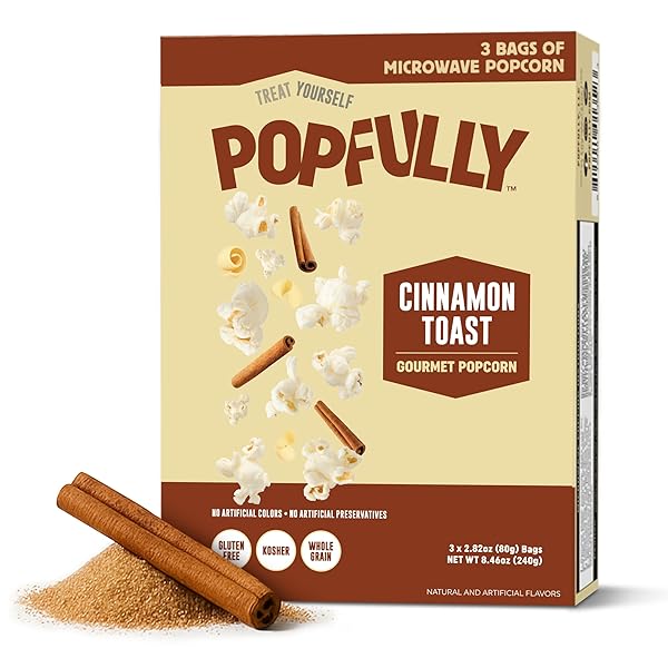 POPFULLY CINNAMON TOAST MICROWAVE POPCORN, FULLY POPS – SWEET & CRUNCHY, IDEAL FOR MOVIE TIME SNACKING – 3-PACK