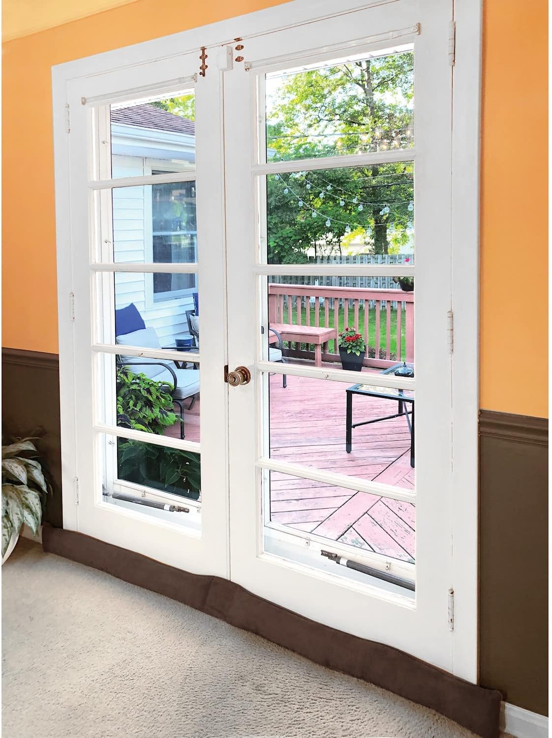 Draft Stoppers - HOME DISTRICT Extra Long Draft Dodger - Faux Suede Weighted Door and Window Breeze Guard, Noise Blocker, Wind Stopper - 60 Inches Long-Chocolate Brown