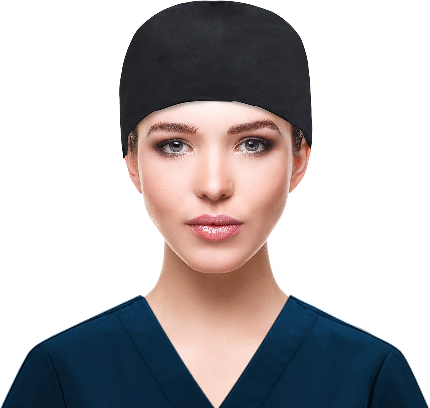 QBA Adjustable Working Cap with Button, Cotton Working Hat Sweatband, Elastic Bandage Tie Back Hats for Women & Men, One Size - Black: Clothing