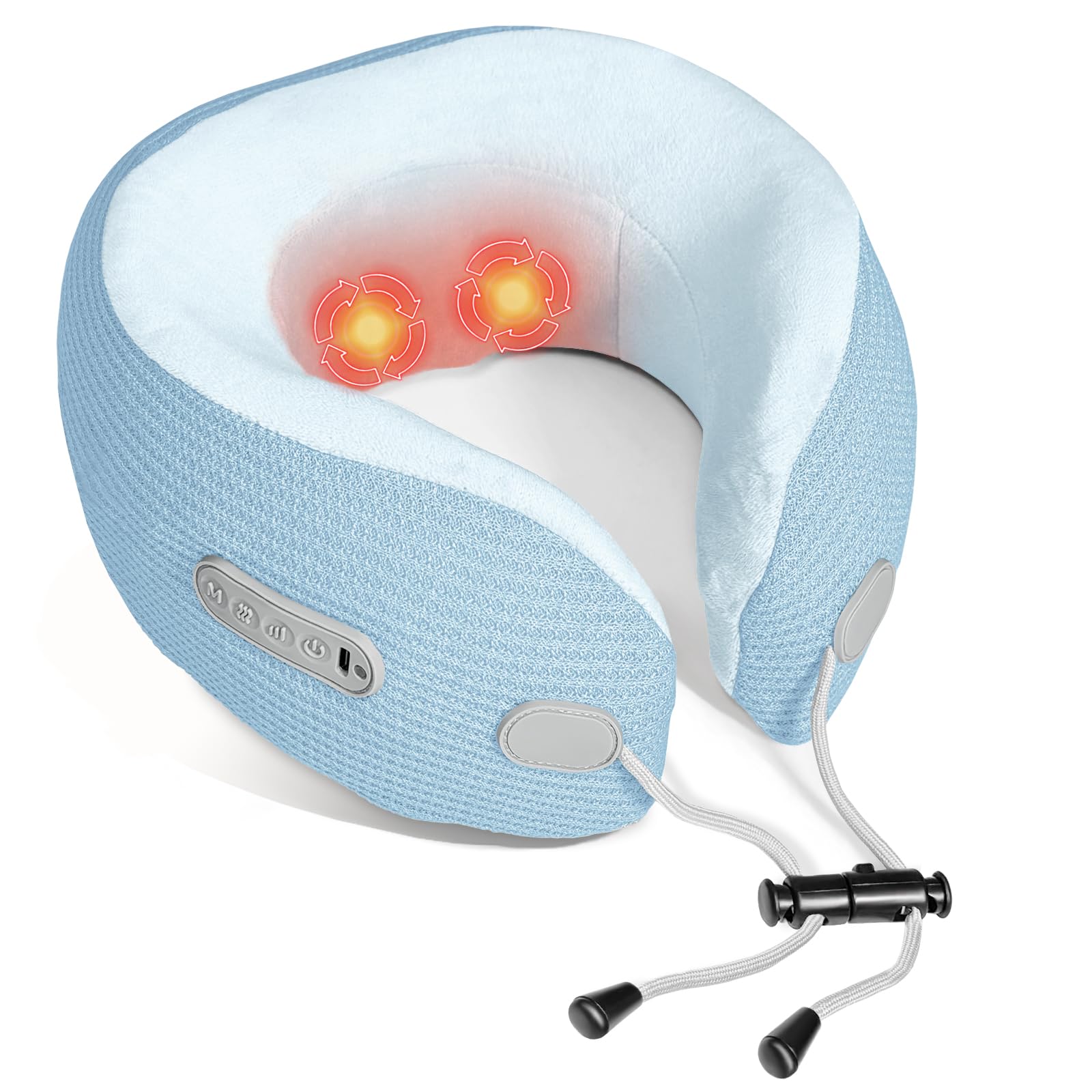 Photo 1 of Yincook Electric Neck Massager,Portable Travel Pillow with Massage and Heat,Rechargeable Vibrating Neck Pillow Massager,Perfect for Pain Relief at Home, Office,Travel,Fathers Day Gift Ideas(Blue)