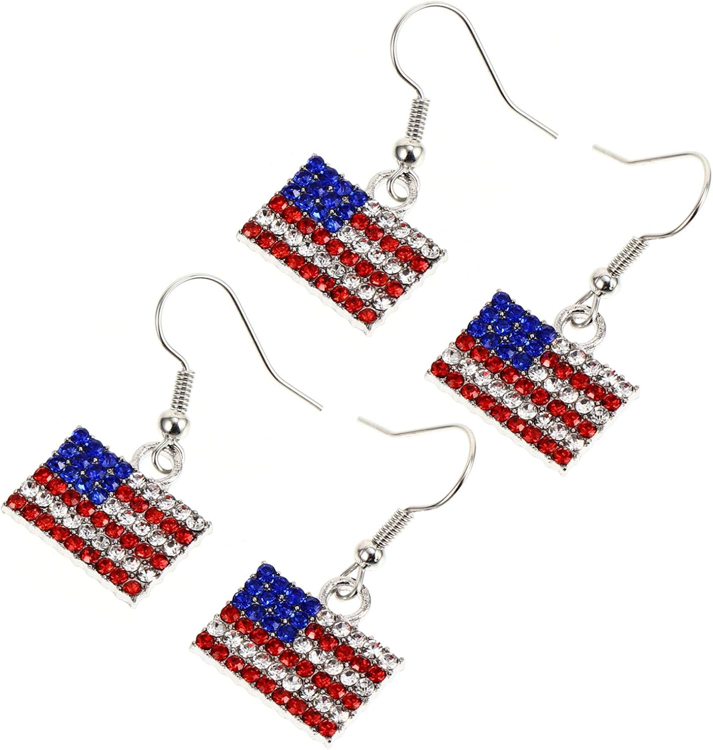 Amazon.com: PRETYZOOM 2 Pairs American Flag Earrings 4th of July Patriotic Drop Earrings Red 