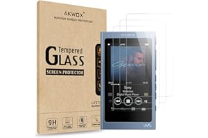 AKWOX [Pack of 3 Tempered Glass Screen Protector For Sony NW-A45, [0.3mm 2.5D High Definition 9H Hardnessm] Screen Protector for Sony NW A40 A45 A46 A47