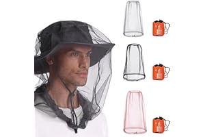 3Pcs Mosquito Head Net Mesh Cover, Face Neck Fly Netting Hood with Carry Bags, Extra Fine Holes Insect Netting Bug Face Shiel