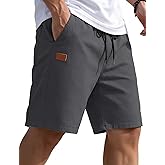 COOFANDY Mens Casual Shorts 9" Chino Cotton Shorts Summer Beach Drawstring Shorts with Pockets