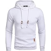 COOFANDY Mens Hooded Sweatshirt Casual Long Sleeve Drawstring Waffle Knit Pullover Hoodies