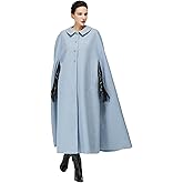 BEAUZSUZSANA Women Wool Blend Single-Breasted Cape Coat Vintage Jacket Outwear with Pockets for Fall Winter