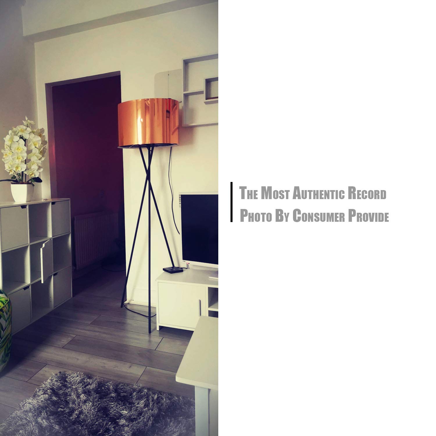 Floor lamp-Modern tripod floor Lamp with E27 Socket,Noble Stylish Floor Lamp in Black Copper, Ø 45 cm Lampshade and Max. 60W,157 cm Floor Lamp,Metal,for Living Room,Bedroom,Office