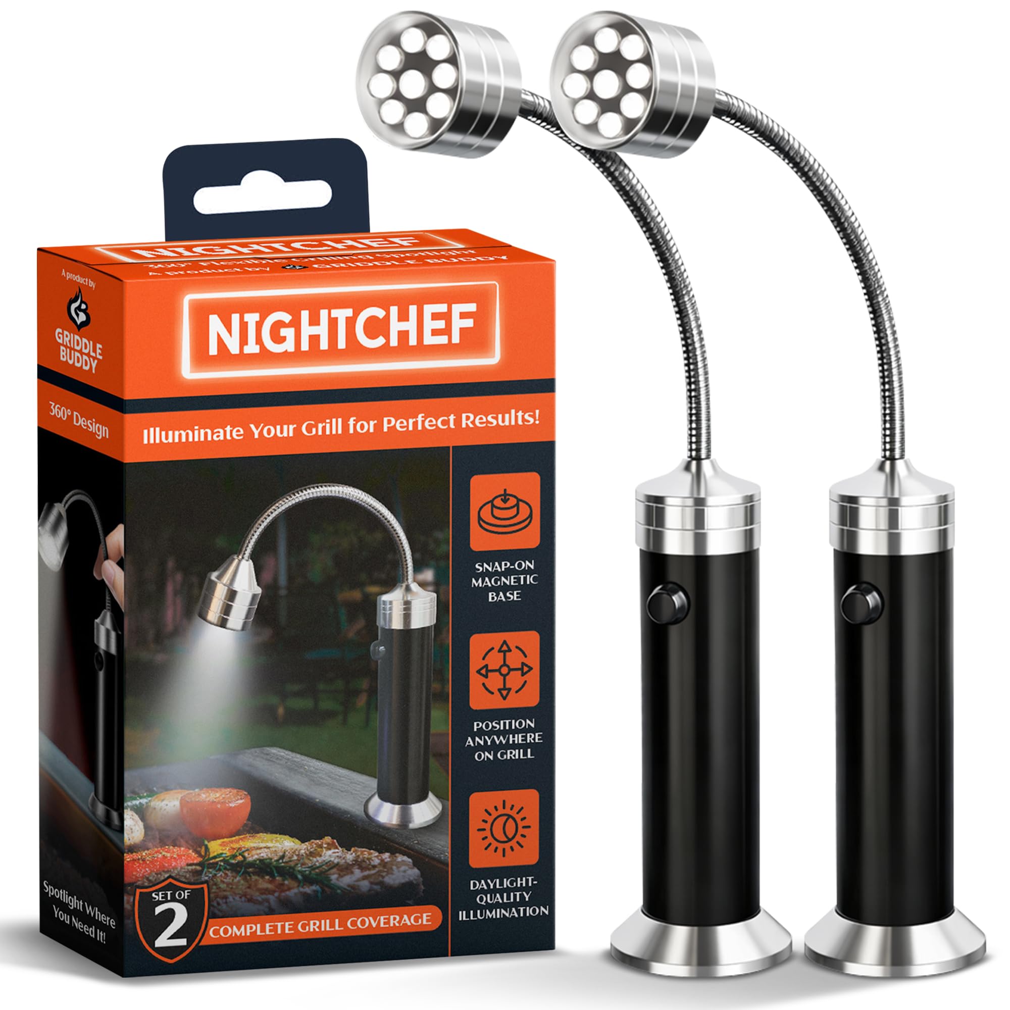 Photo 1 of Night Chef Magnetic Grill Light – Ultra-Bright BBQ Lamp with 360° Gooseneck – Weatherproof Outdoor Light, Great Gift for Campers & Grill Lovers
