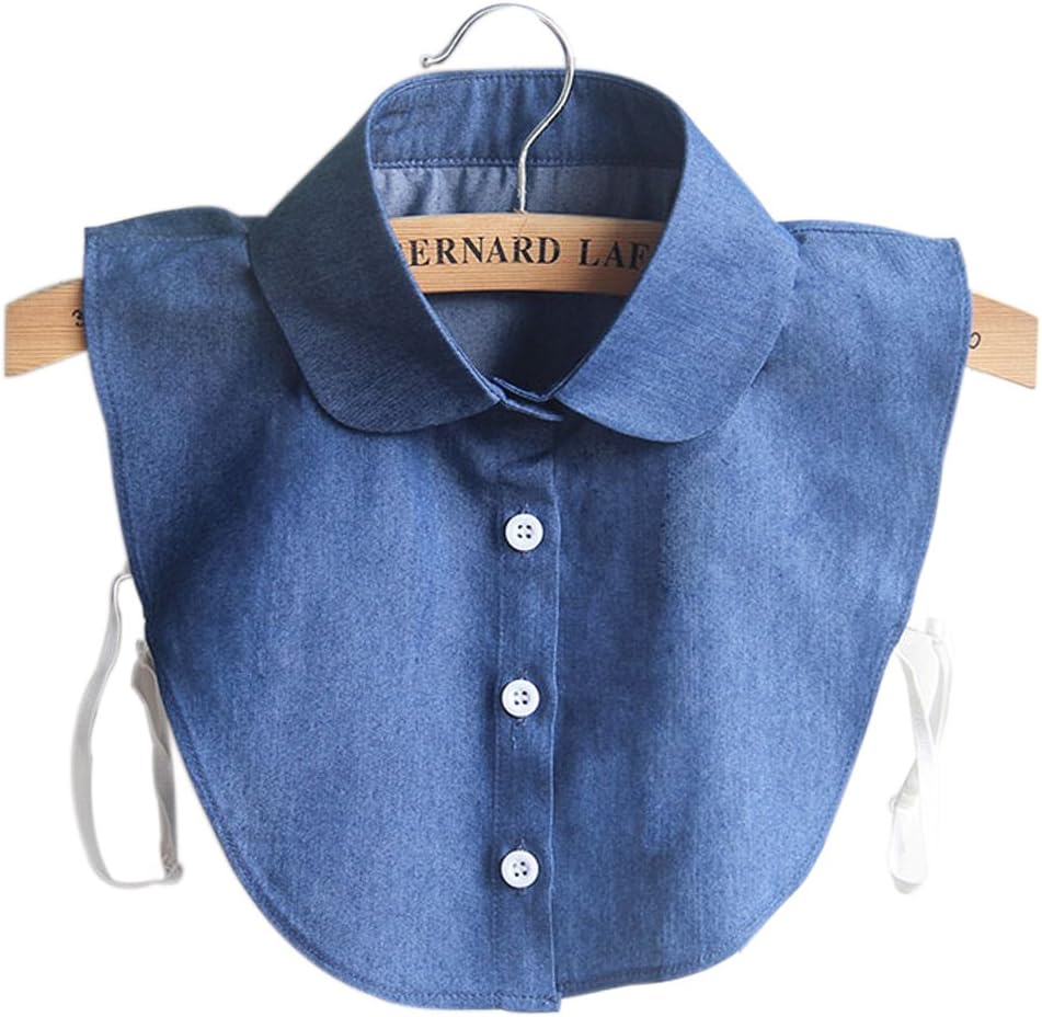 BeToper Detachable Shirt Collar Vintage Elegant Girls’s Women's Cowboy Fake False Faux Collar Cuff Cotton Choker Half Shirt Blouse Detachable Necklace