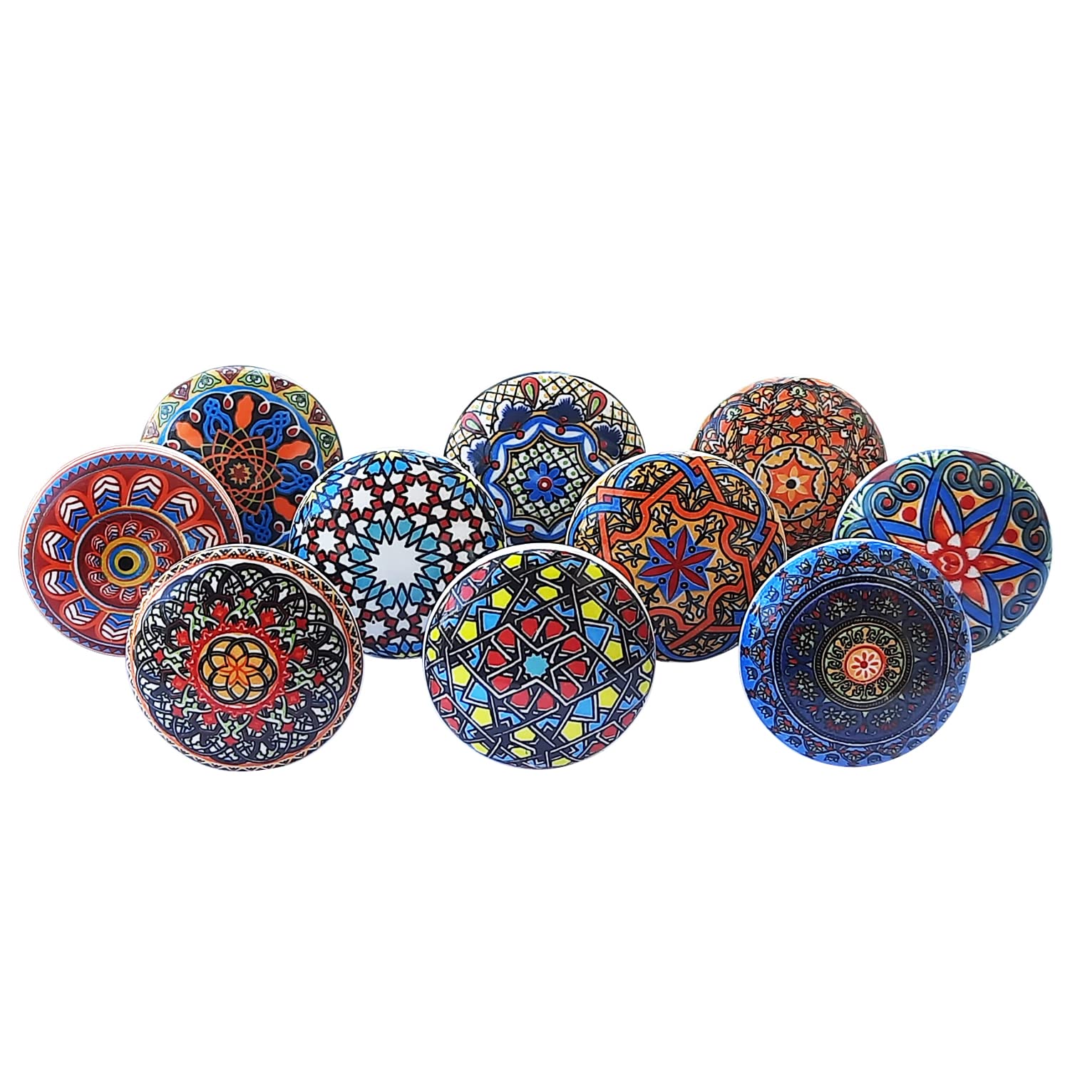 Royal Kraft Sknob017_20 Ceramic Knobs, Vintage Style, Multicolored, Painted, for Kitchen Cabinet, Door and Drawer, Wardrobe, 10 Designs x 2 Pieces = 20 Knobs) — image 1