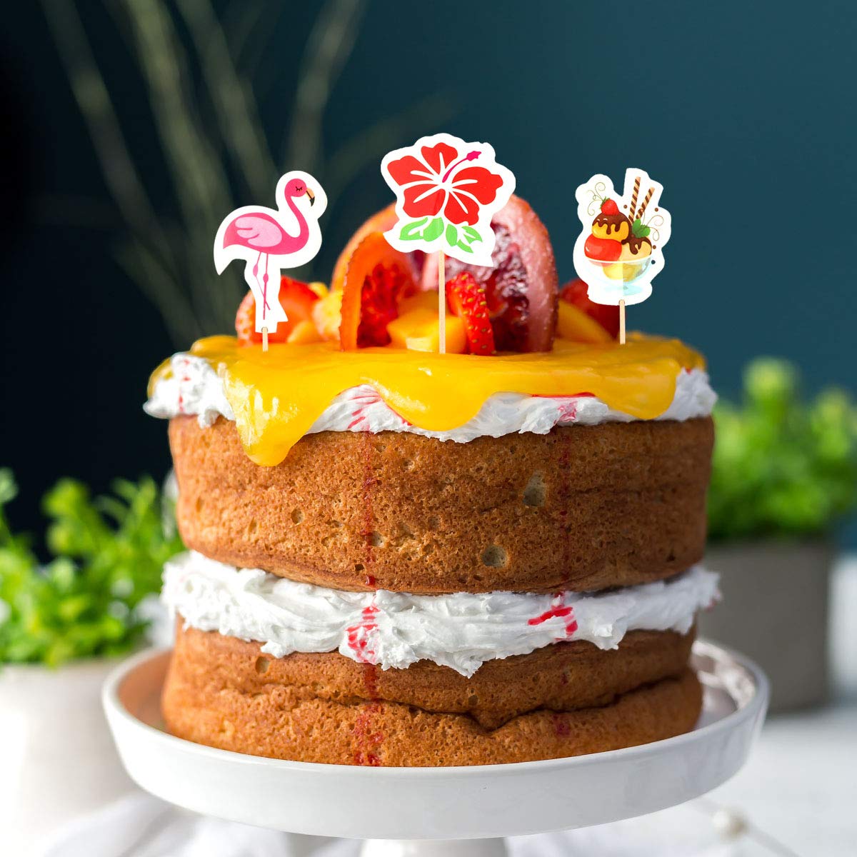 Decorations De Gateau Cuisine Maison Amosfun Flamingo Ananas Cupcake Topper Picks Papier A Bricolage Tropical Cake Toppers Mignon Creme Glacee Fruits Dessert Pics Pour Hawaii Summer Party 72 Pcs