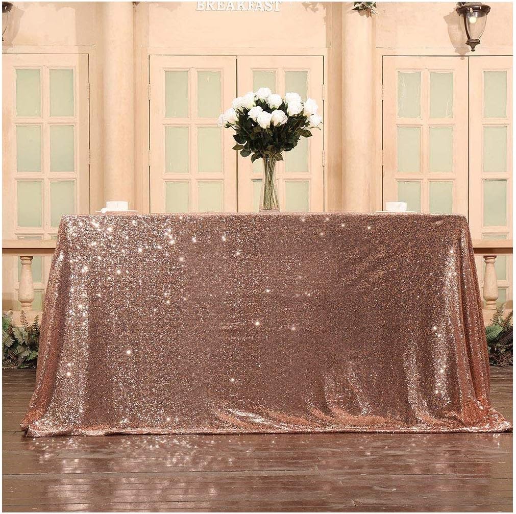 Poise3EHome Rose Gold Sequin Tablecloth for Wedding Party Bridal Shower, Square 50x50