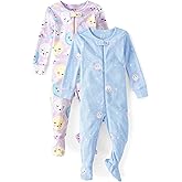 The Children's Place baby-girls And Toddler Snug Fit 100% Cotton Zip-front One Piece Footed Pajamas 2-pack