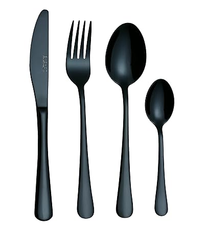 Exzact Premium 18/10 Edelstahl Besteck 16 PCS Set - 4 x Gabeln, 4 x Dinner Messer, 4 x Dinner Esslöffel, 4 x Teelöffel - Serv