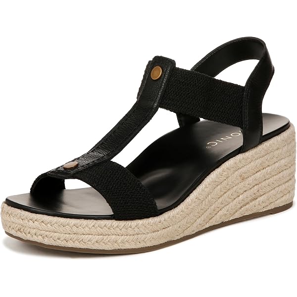 Amazon.com | Vionic Samara Strappy Sandals Black Leather 5 W  Vionic Samara Sneaker 6.5 Wide main image 0