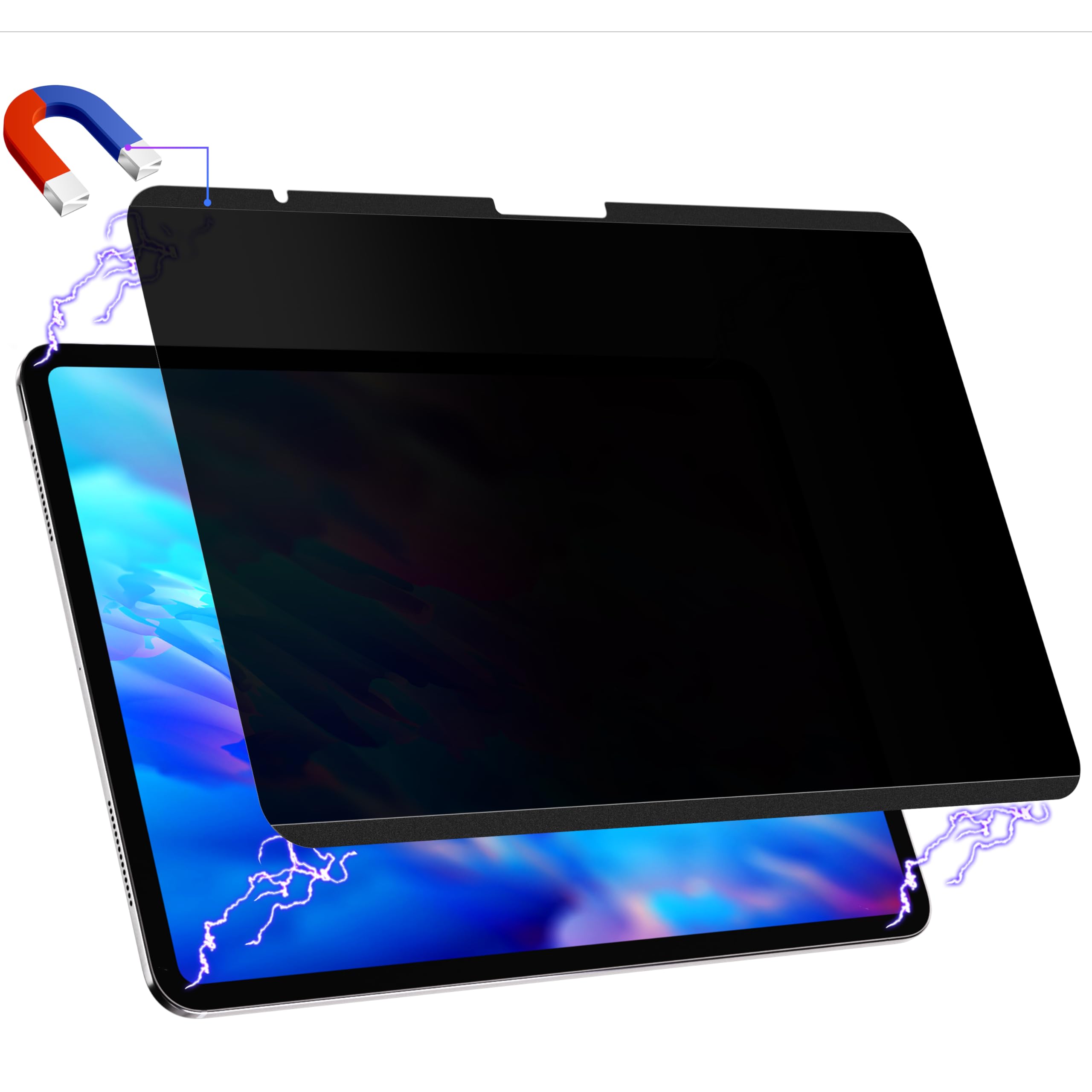 Photo 1 of Peslv Magnetic Privacy Screen Protector for iPad Air 13 Inch 2024/2025 (M2/M3, 6th/7th Gen), Removable Anti Blue Light Glare Spy Private Filter, High Sensitive Bubble-Free Black Security Screen