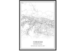 TANOKCRS Caracas Venezuela Map Wall Art Canvas Print Poster Artwork Unframed Modern Black and White Map Souvenir Gift Home Decor 9x11 Inches