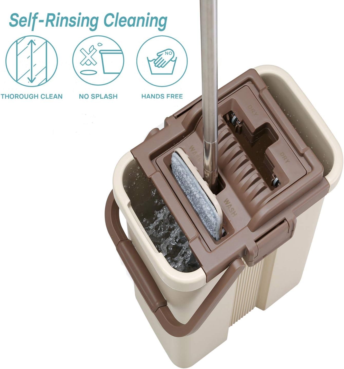 Oshang Flat Squeeze Mop And Bucket Hand Free Wringing Floor
