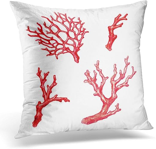 Amazon Com Emvency Throw Pillow Covers Coastal Red Coral Branch