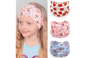 Bohend Girls Headbands Wide Knotted Hair Bands 3Pcs Non Slip Elastic Cute Head Bands Workout Yoga Sweatband Hair Accessories for Girls and Kids (A)