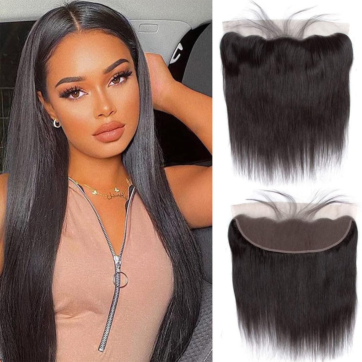 13x4 Ear to Ear Transparent Swiss Lace Frontal Closure 12A Unprocessed Brazilian Virgin Human Hair 18 Inch Silky Straight Full Lace Frontal Closure Pre-Plucked Natural Black Color — image 1
